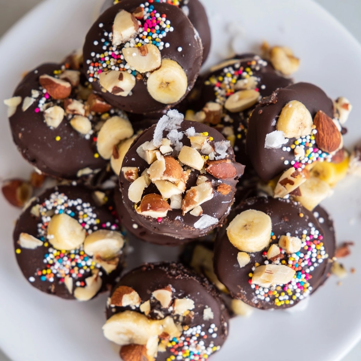 Crisp Chocolate Banana Bites recipe; a sweet snack with crunchy toppings being prepared.