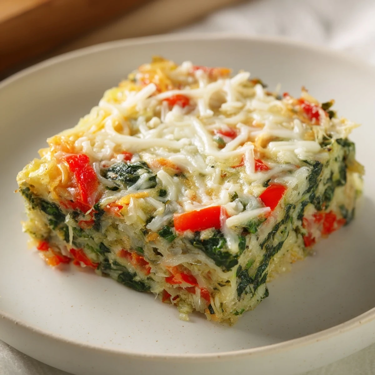 Golden, baked Bright Spinach Bars, packed with fresh spinach and savory cheese, ready to serve.