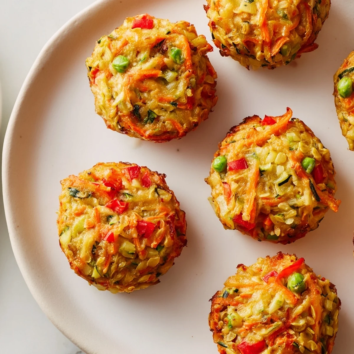 Plated Wholesome Veggie Bites, with a creamy yogurt dip, ideal for an easy vegetarian appetizer.