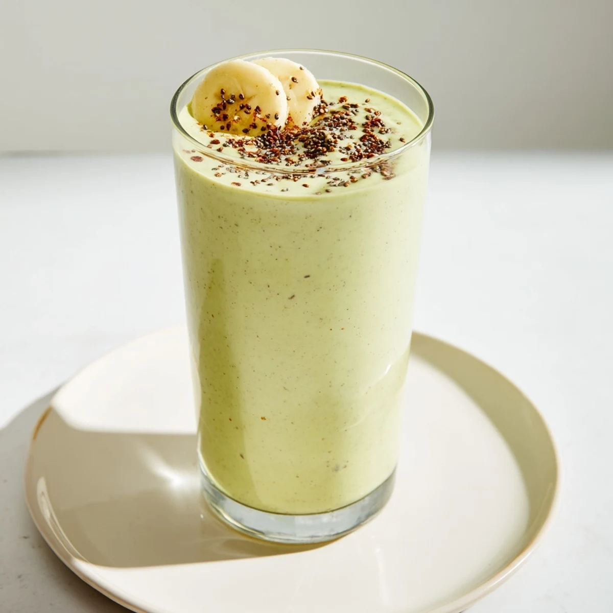 Vibrant green Cozy Green Smoothie with creamy texture, ready to refresh and nourish you.