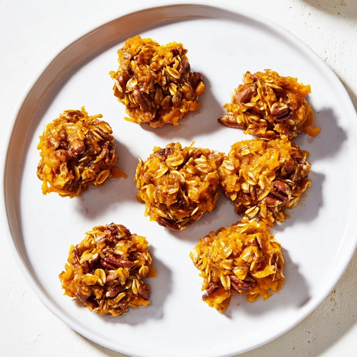 Warm, spiced Fresh Pumpkin Clusters appear crispy on the edges, perfect for a cozy dessert or snack.