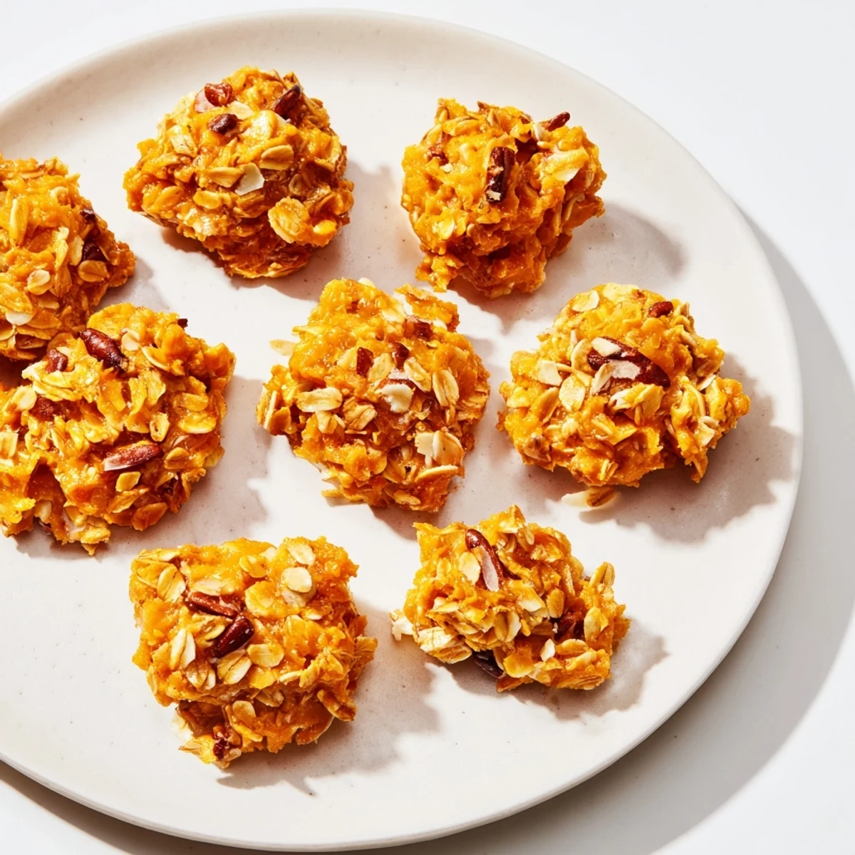 Golden-brown Fresh Pumpkin Clusters, speckled with nuts, cooling on a wire rack ready to enjoy.