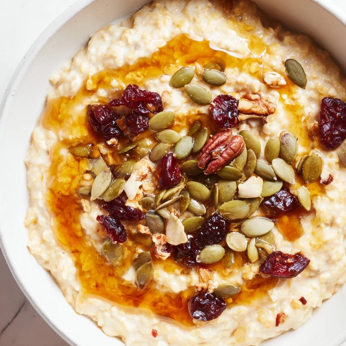 Steaming bowl of Wholesome Pumpkin Porridge with hearty oats, a delicious and nutritious fall breakfast.