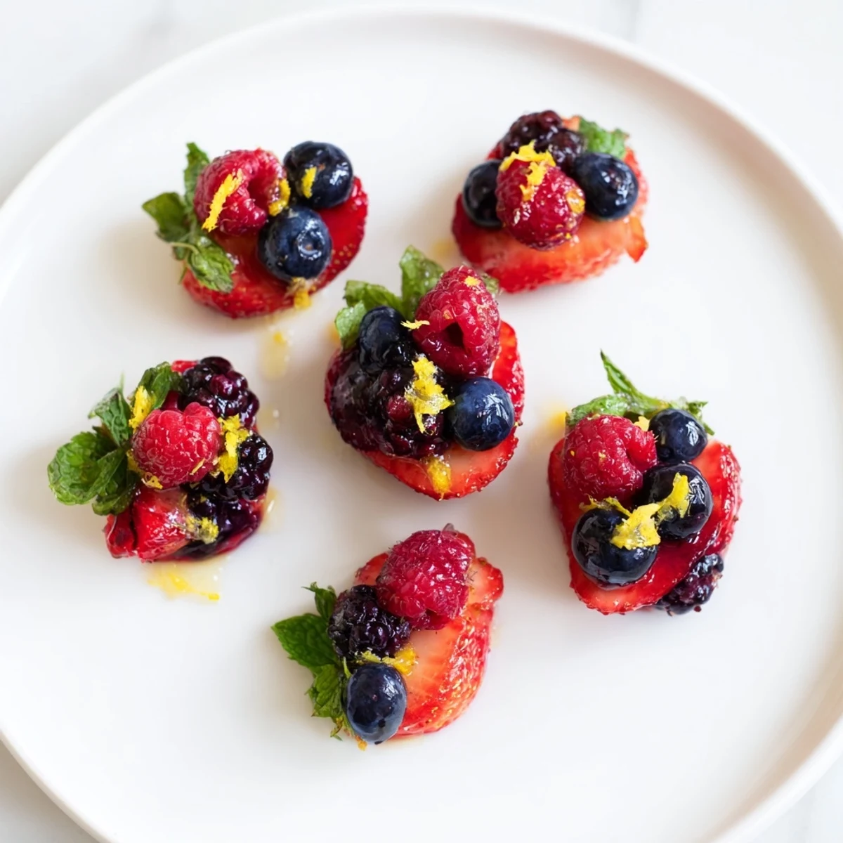 This refreshing Festive Berry Bowl showcases a delightful mix of berries ready to be enjoyed as a dessert.