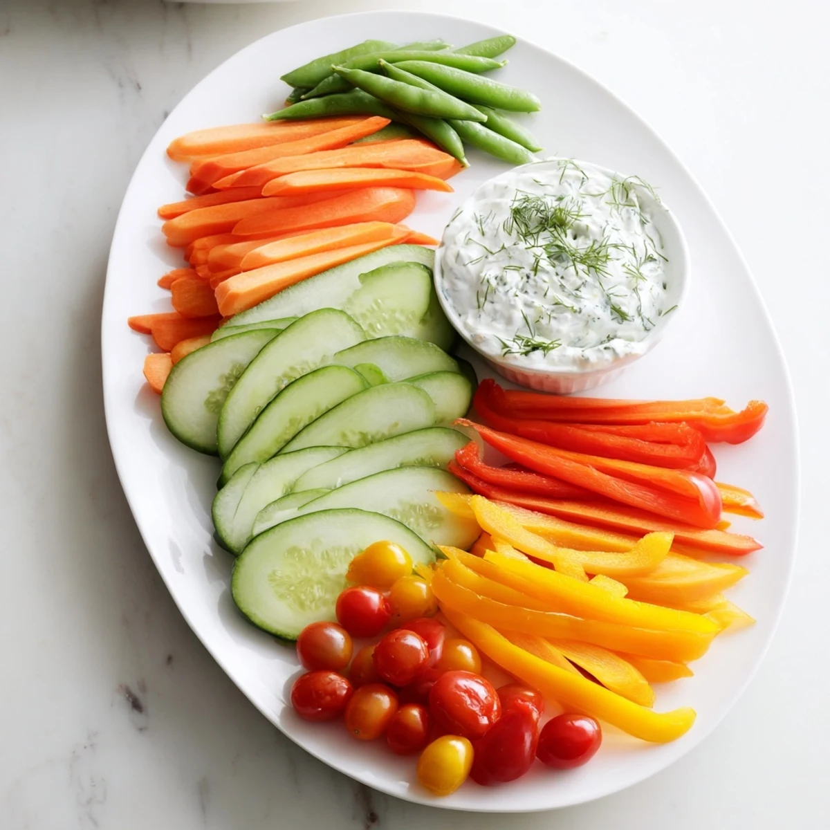 Fan-Shaped Cucumber Carrot Dip