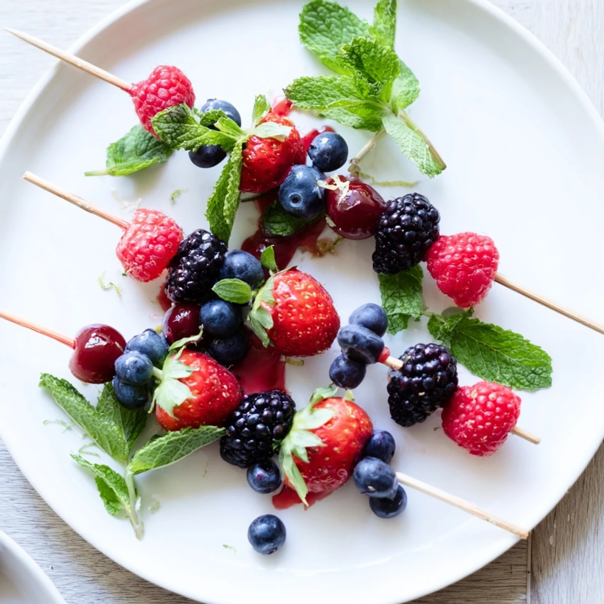 Simple Berry Mint Skewers