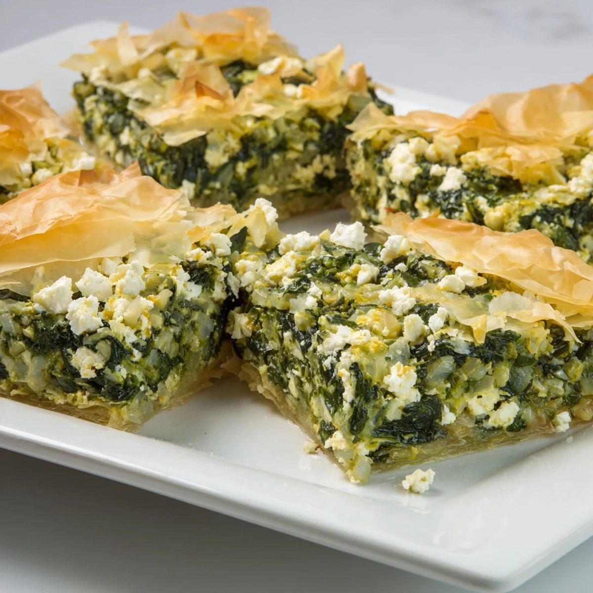 Freshly baked Winter Spinach Bars, drizzled with olive oil, ready to serve this evening.