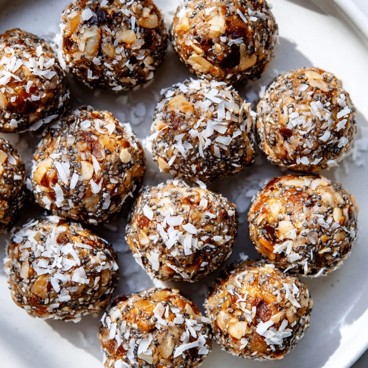 Vibrant Vegan Pear Bites rolled in coconut, a healthy and delicious no-bake snack to enjoy.
