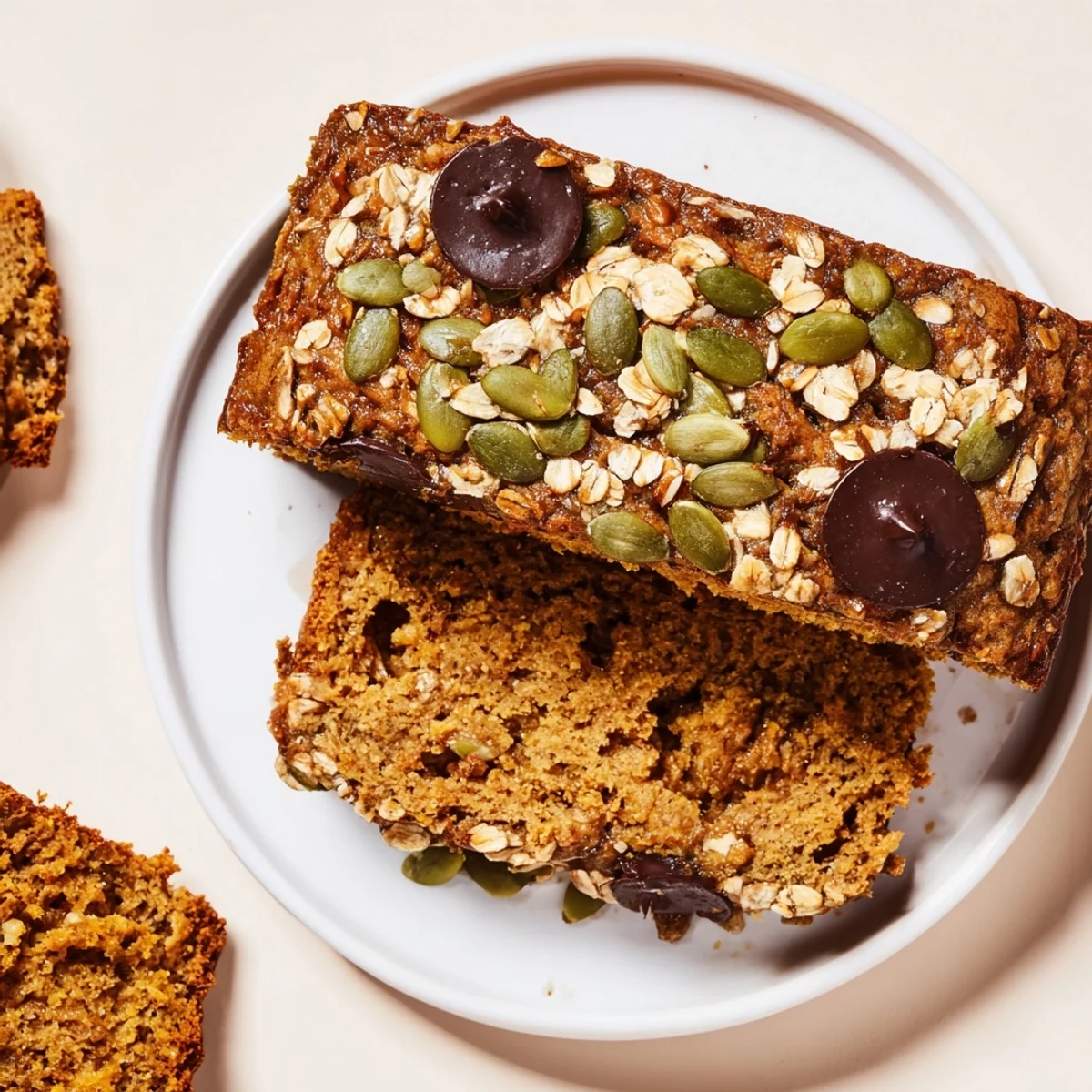 Golden-brown, freshly baked wholesome pumpkin treat loaf, perfect for breakfast or a snack.