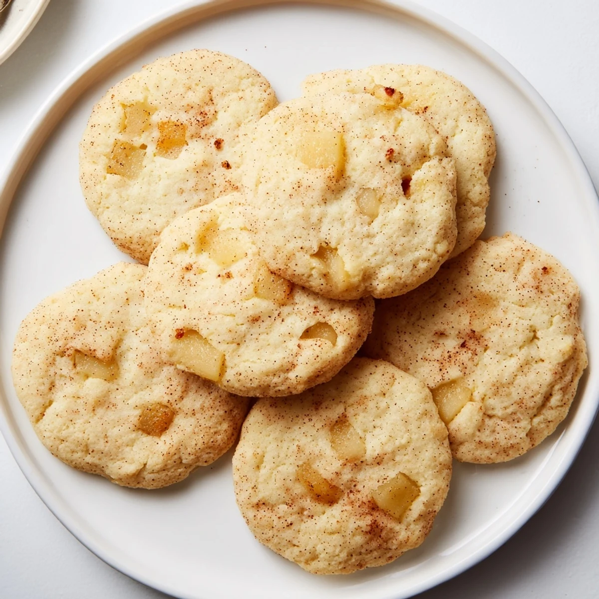 Warm Pear Cookies, fresh from the oven, with a delicate spice and sweet pear chunks.