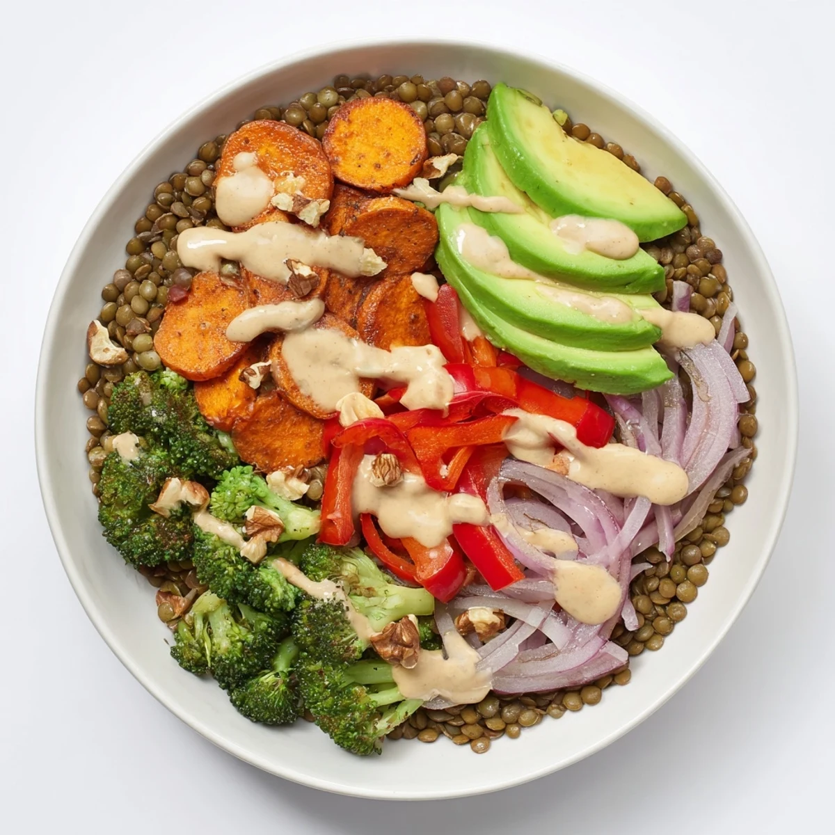 Warm and hearty, this Wholesome Lentil Bowl features perfectly cooked lentils and vibrant toppings.