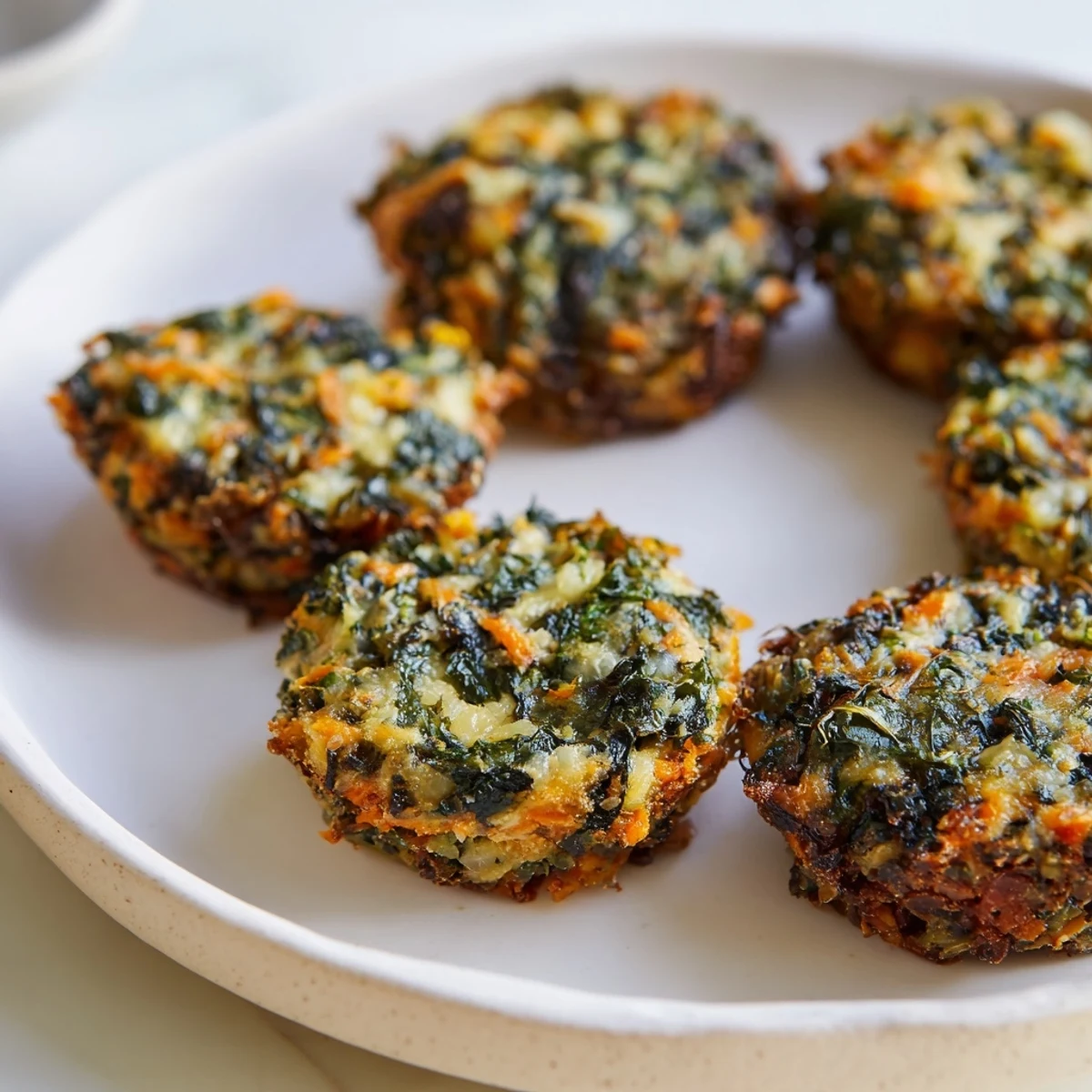 Warm, savory wholesome kale bites with visible herbs and cheese, promising a delightful texture and taste.