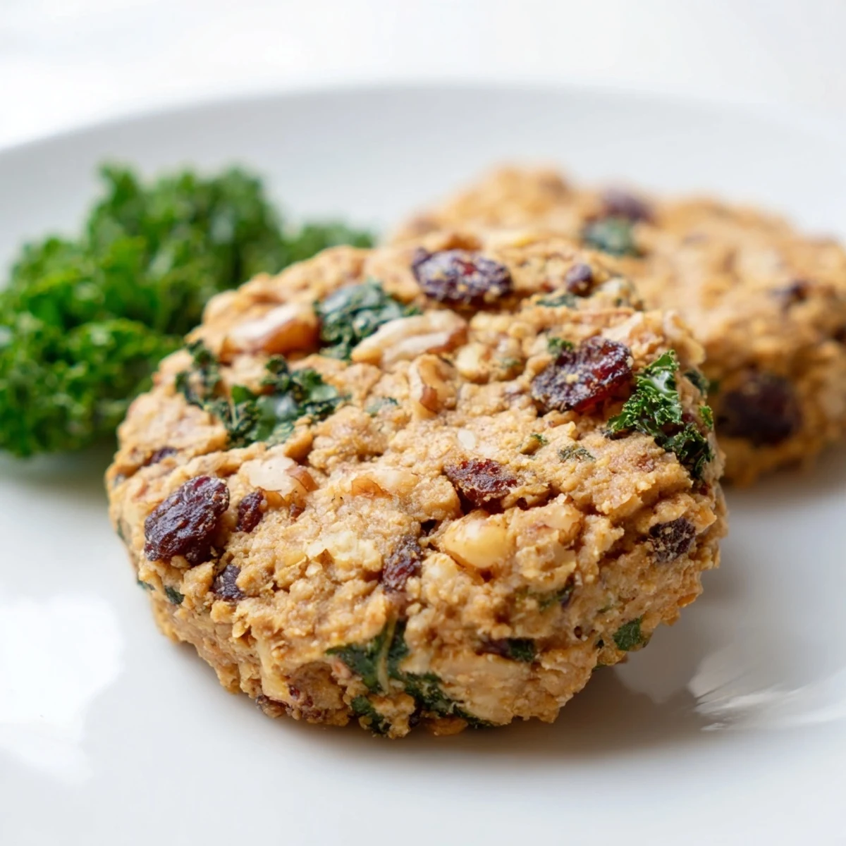 Warm Vegan Kale Cookies, golden-brown and slightly crispy, perfect with a mug of plant-based milk.