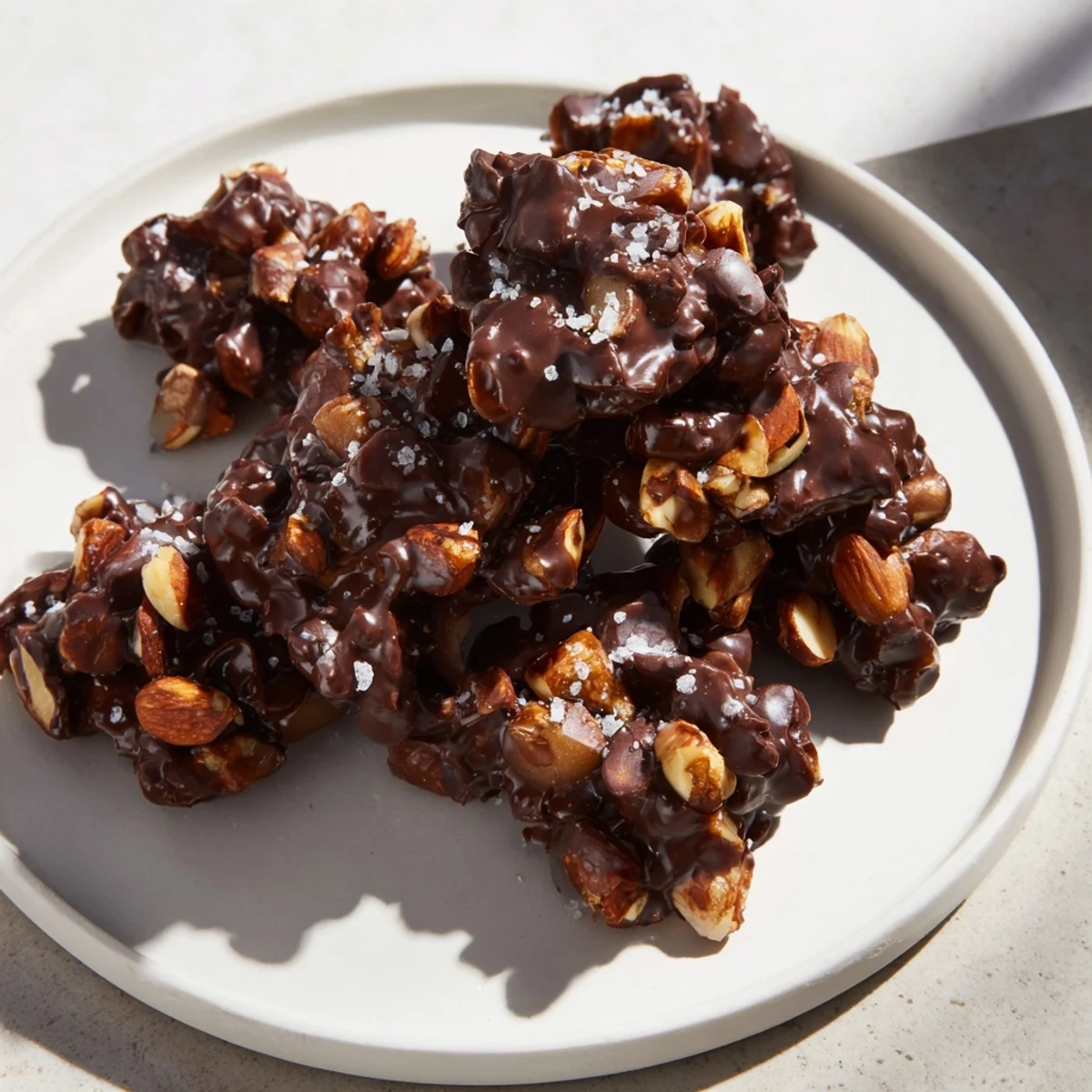 Sweet and decadent vegan pear clusters: bite-sized delights with a chocolate and nut coating.