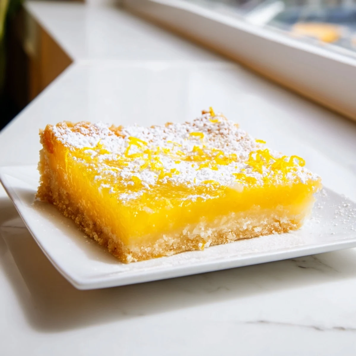 Golden, glistening Seasonal Citrus Bars, a delightful dessert with a buttery shortbread base.