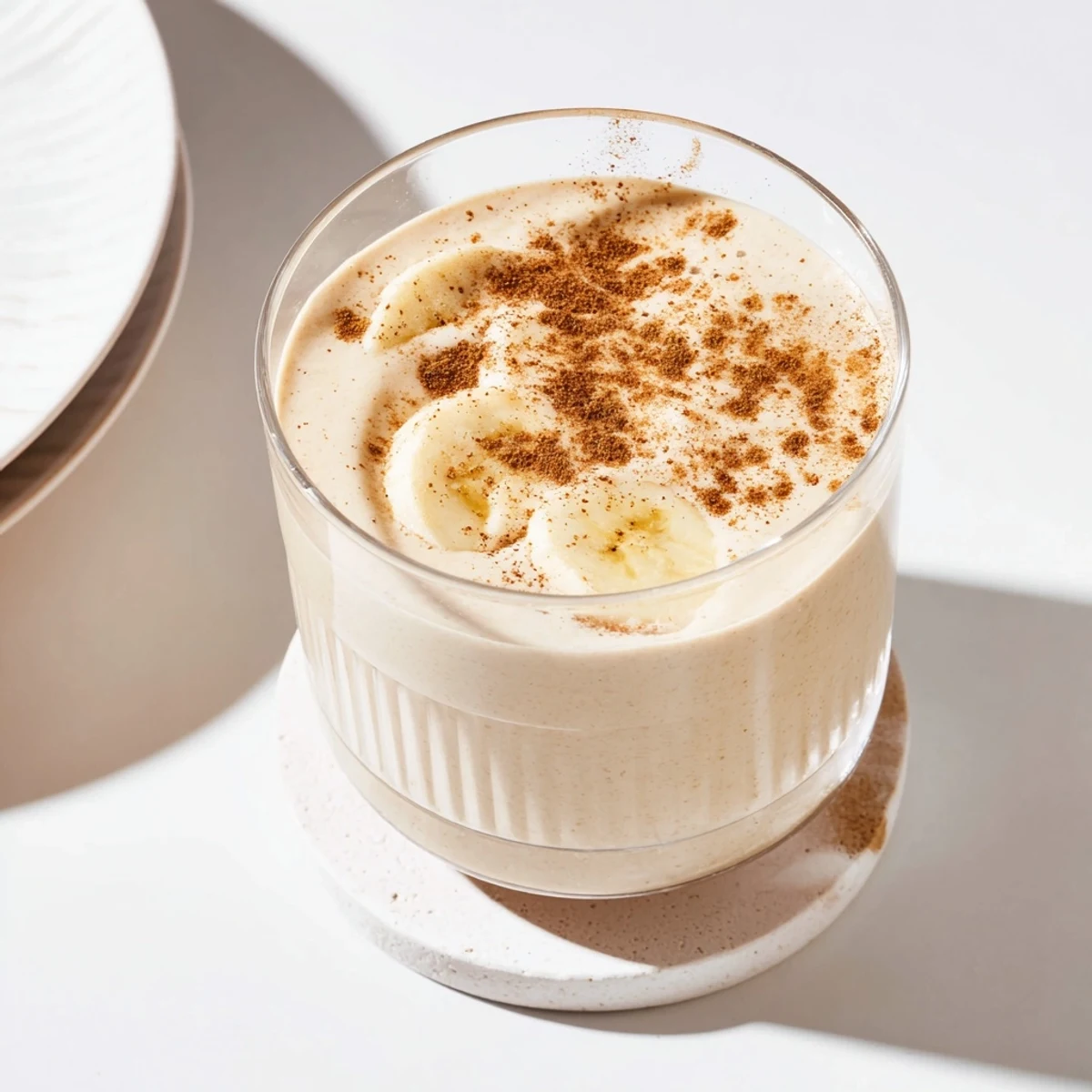 Vibrant photo of a creamy Crisp Chickpea Smoothie served in a tall glass, ready to drink.