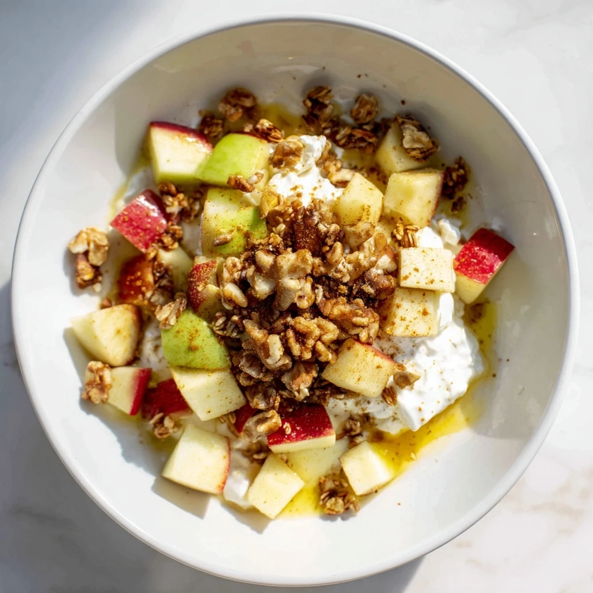Enjoy the perfect picture: A delicious Crisp Apple Bowl, ideal for a quick yet healthy breakfast.
