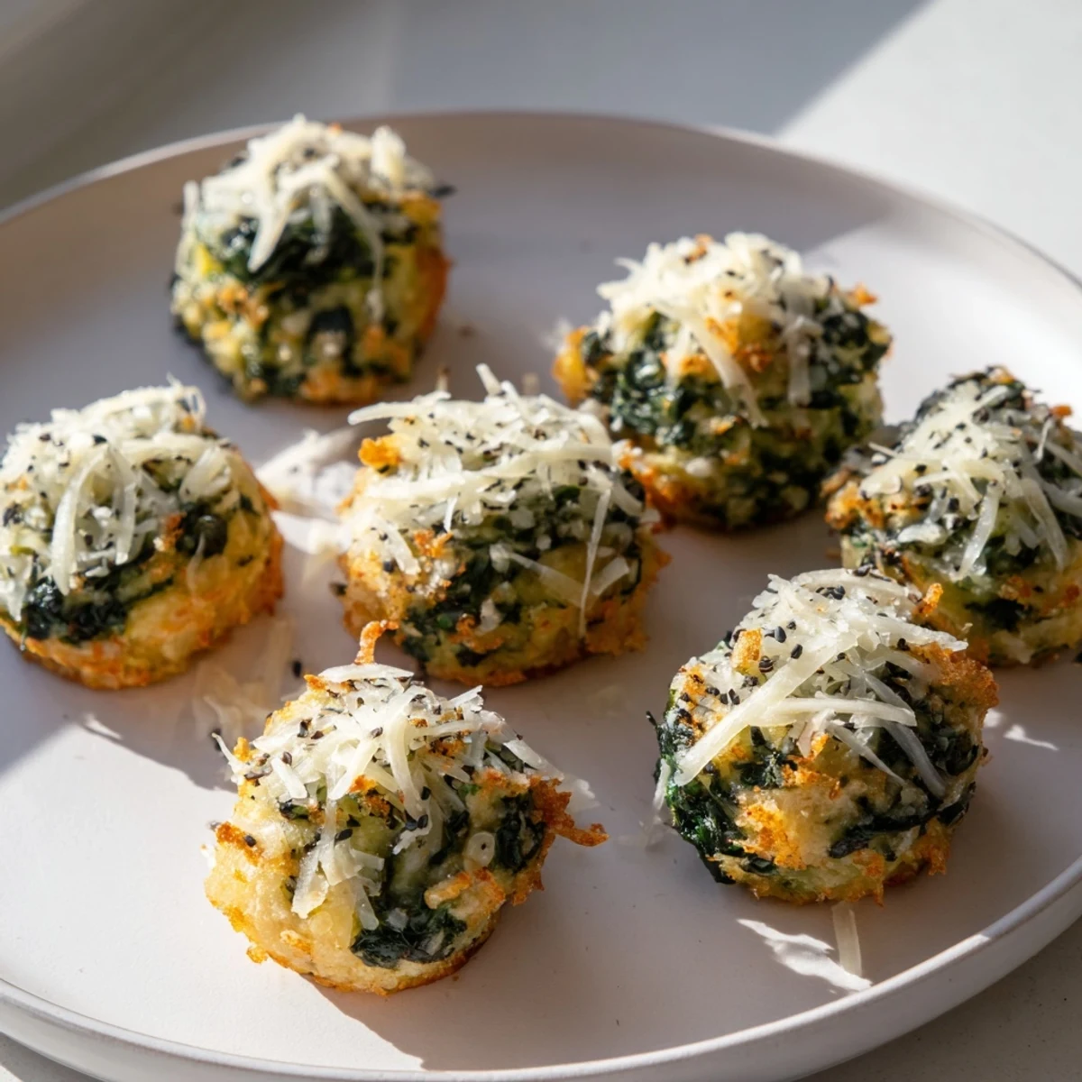 Freshly baked Cozy Spinach Bites, showing the creamy filling and a crispy, golden crust.