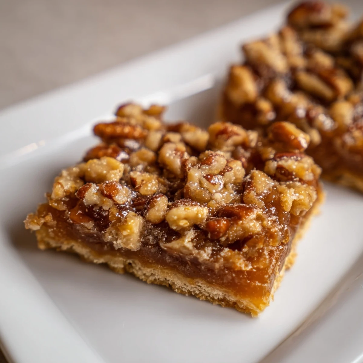 Golden squares of Festive Maple Treat, showcasing a perfect balance of chewy maple bars and nuts.