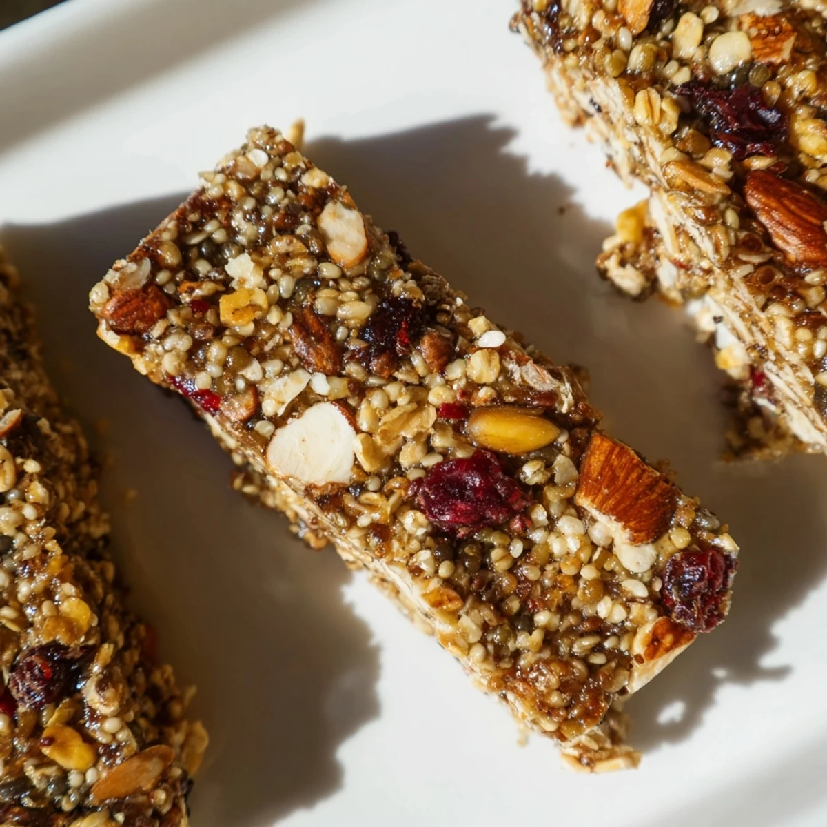 A close-up of a tray of freshly baked Wholesome Quinoa Bars, perfect for a grab-and-go breakfast.