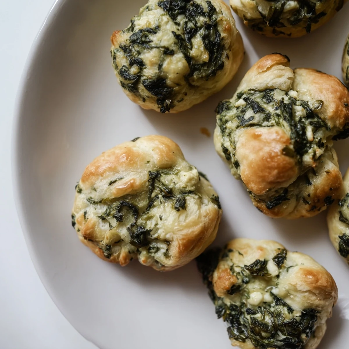 Freshly assembled and baked Seasonal Spinach Bites, smelling of oregano and ready to serve warm.