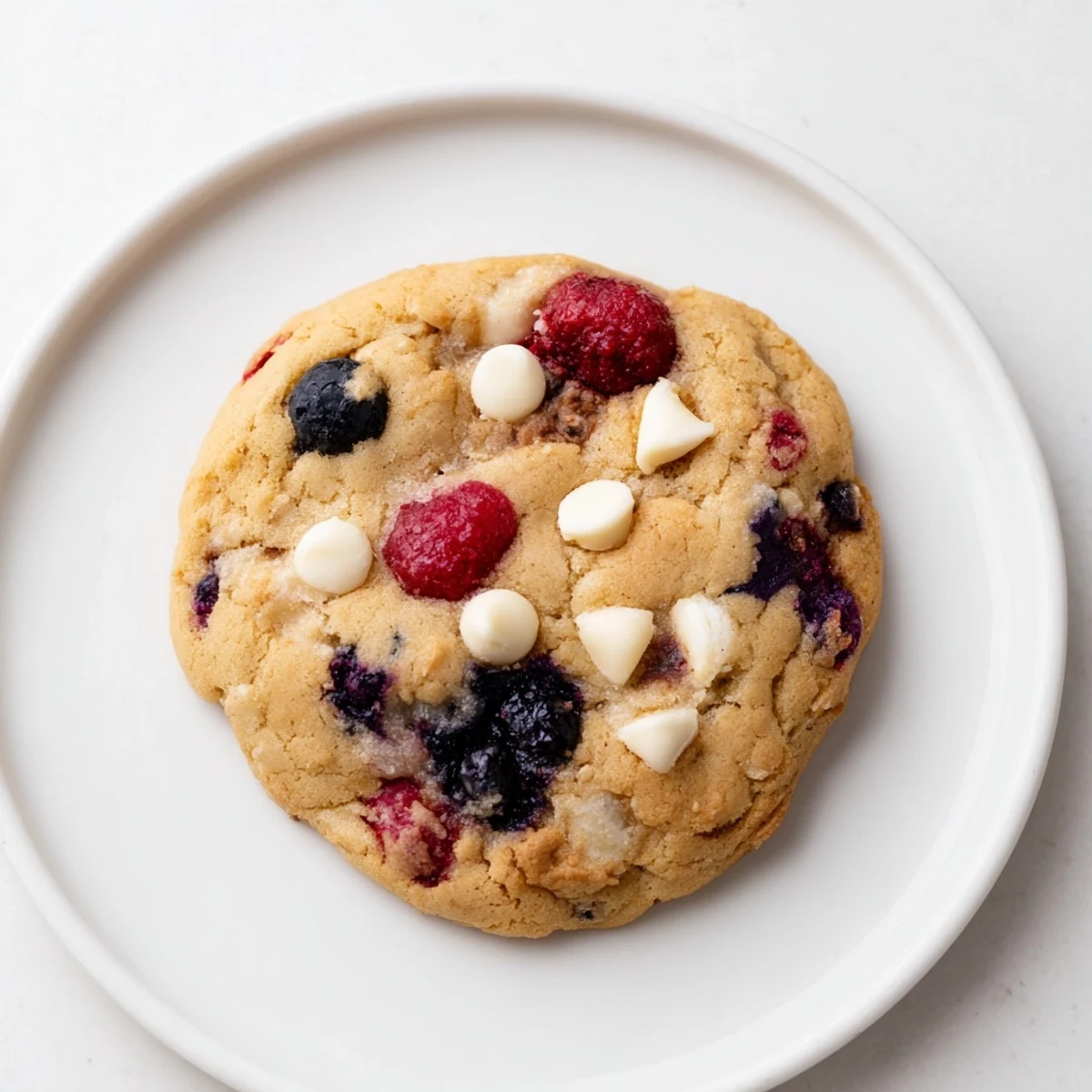 Warm Berry Cookies, fresh from the oven, show off juicy berries and a golden hue.