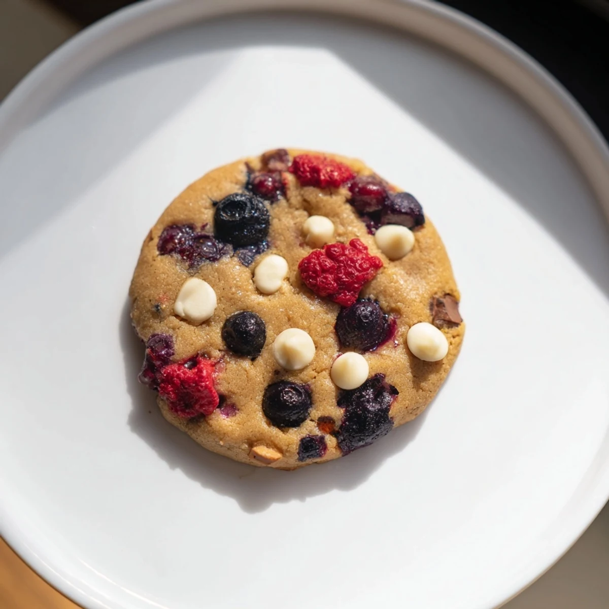 A close-up of delicious Warm Berry Cookies, featuring a soft texture and bursting berry filling.