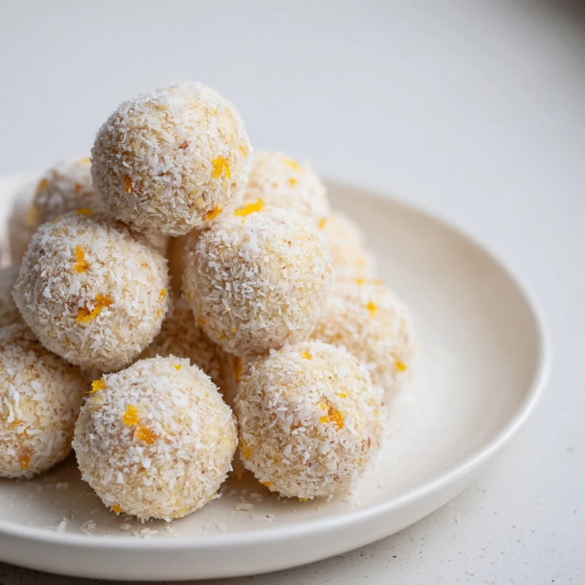 Fresh New Year Citrus Bites, rolled in coconut, offer a delightful burst of orange and lemon.