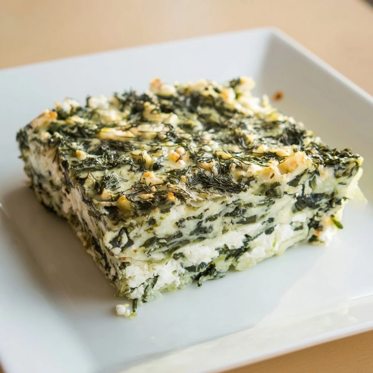 Close-up of baked Seasonal Spinach Bars: tender, golden, and packed with cheese and spinach filling.