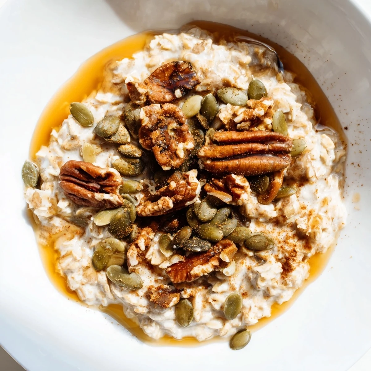 Creamy Cozy Pumpkin Porridge simmering in a saucepan, stirring with a wooden spoon to show its thick, spiced texture.