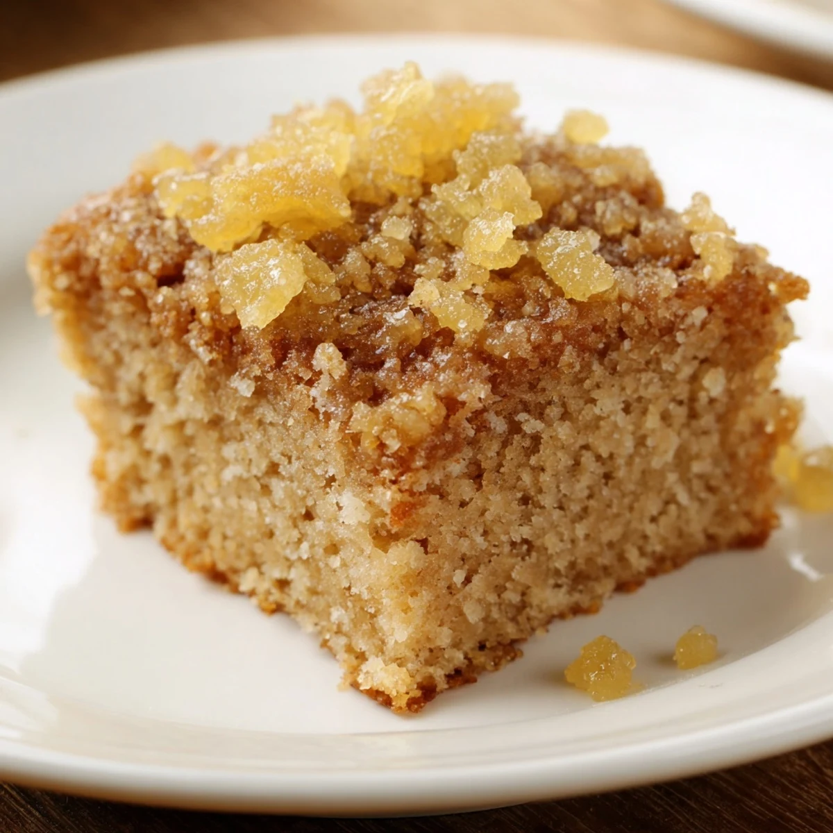 Fresh Ginger Bars arranged on a white plate with a cup of tea for a cozy dessert.