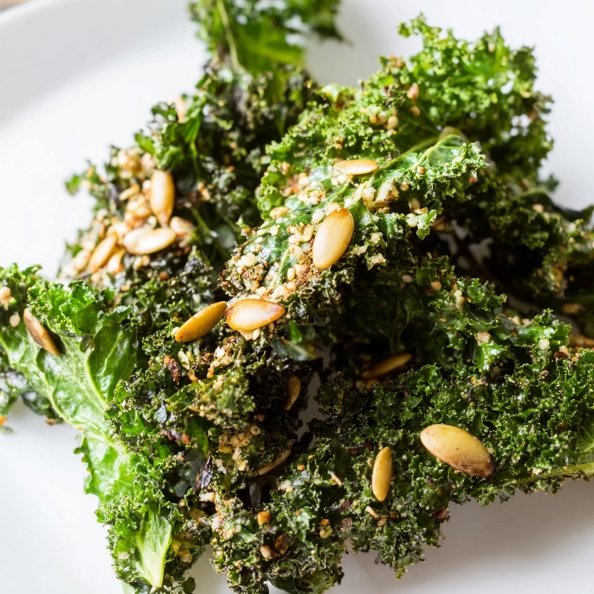 Freshly baked Warm Kale Clusters emerge golden and crispy from the oven, arranged on a rustic platter. 