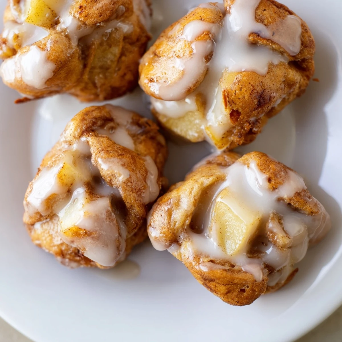 Freshly baked Frosted Apple Bites on a tray, dusted with cinnamon sugar and ready to snack.