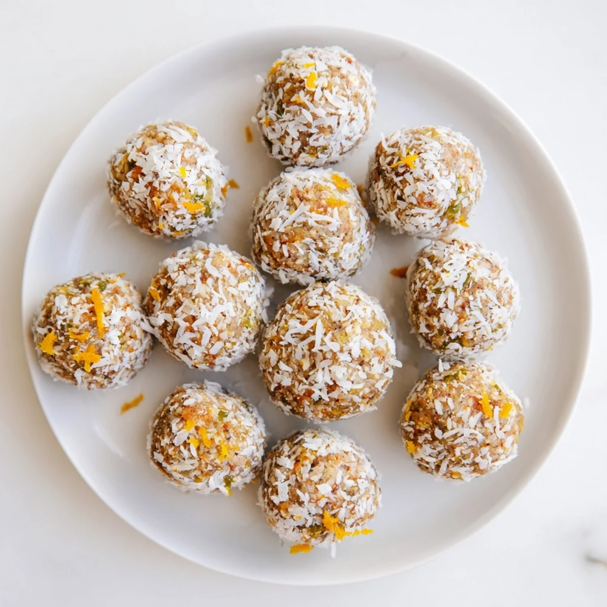 The finished Wholesome Citrus Bites arranged on a parchment-lined tray, showing their sticky, date-based texture and nutty speckles.