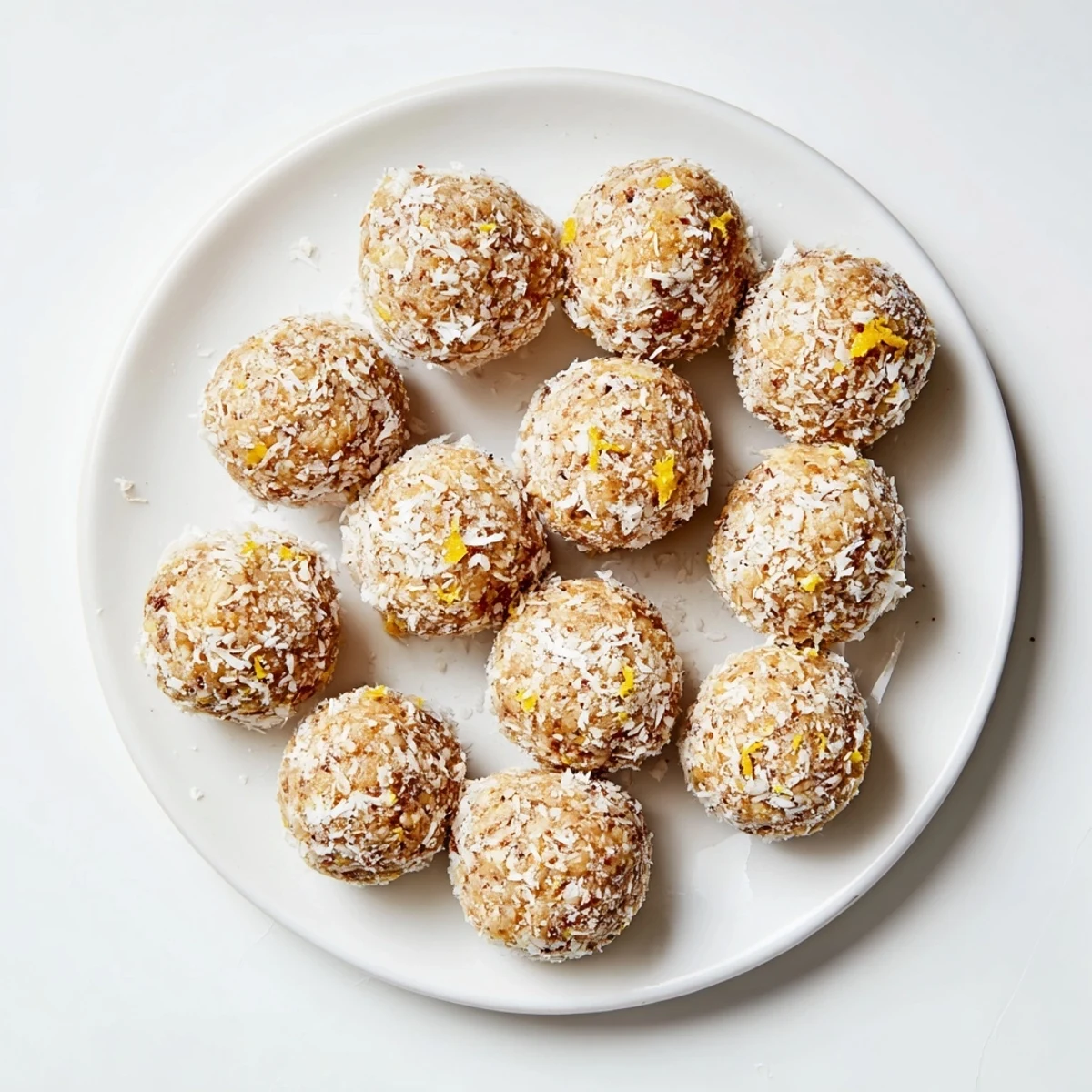 These no-bake Wholesome Citrus Bites rest on a marble counter, offering a healthy, energizing snack perfect for an afternoon treat.
