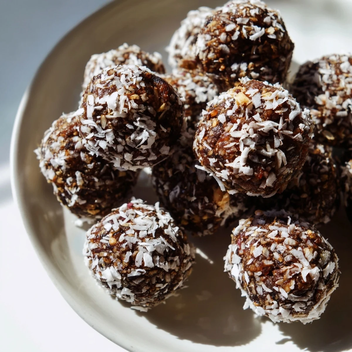 Homemade Fresh Cacao Bites served on a wooden board, a healthy, no-bake vegan snack for any time.