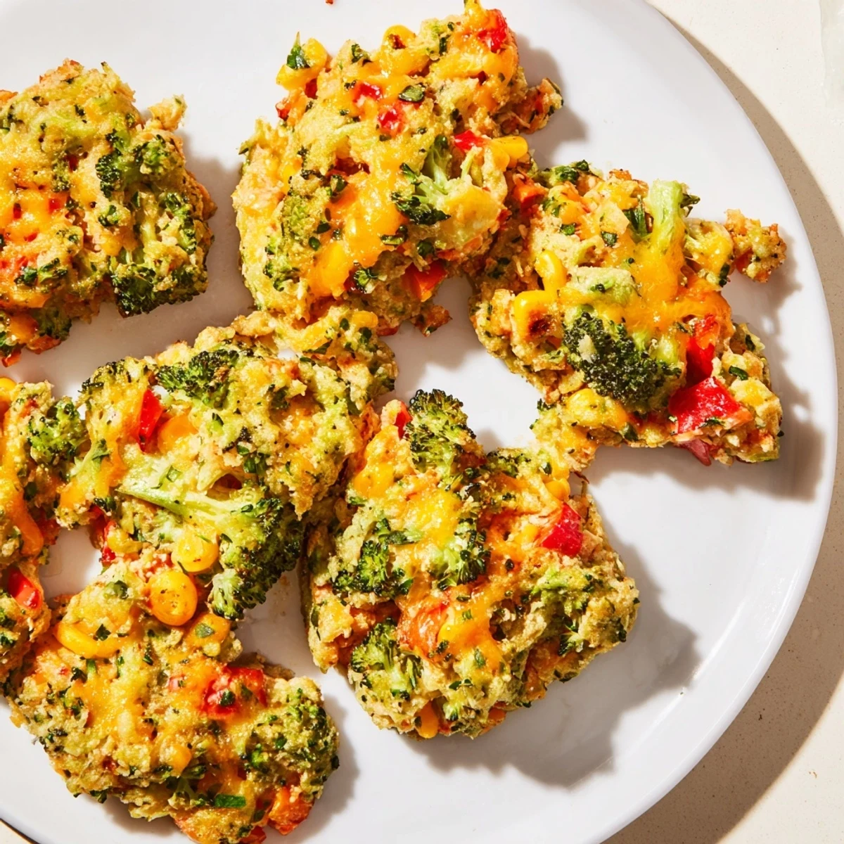 A close-up of vibrant Bright Veggie Clusters, perfect party appetizers, served on a wooden board with a side of creamy yogurt dip.
