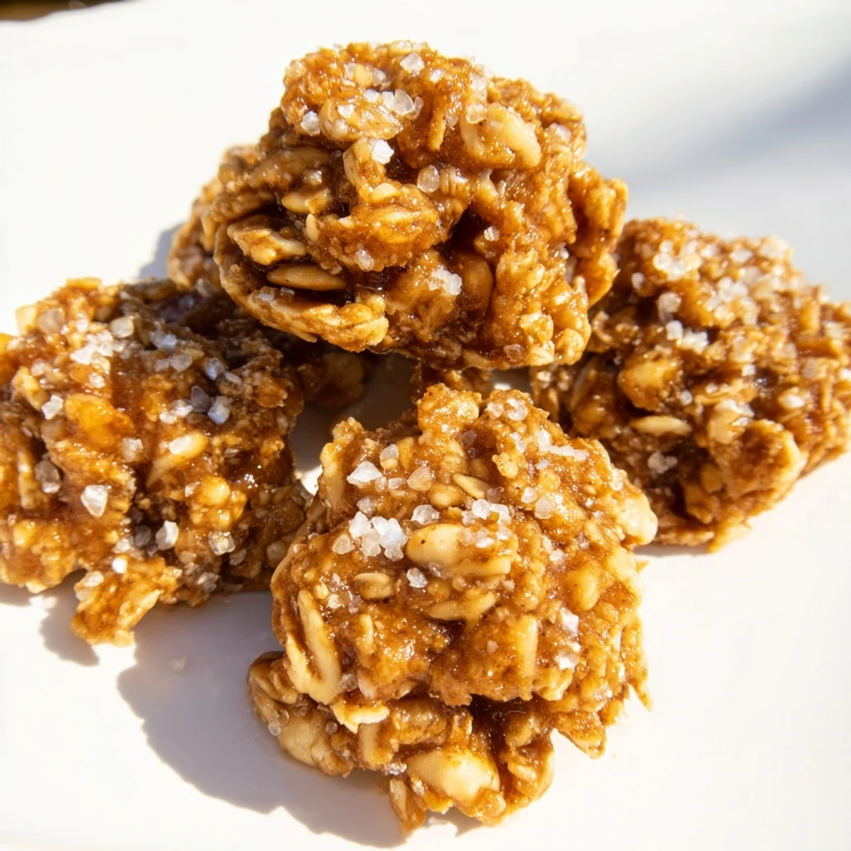These golden-baked Wholesome Ginger Clusters feature oats and crystallized ginger on a rustic wooden board.