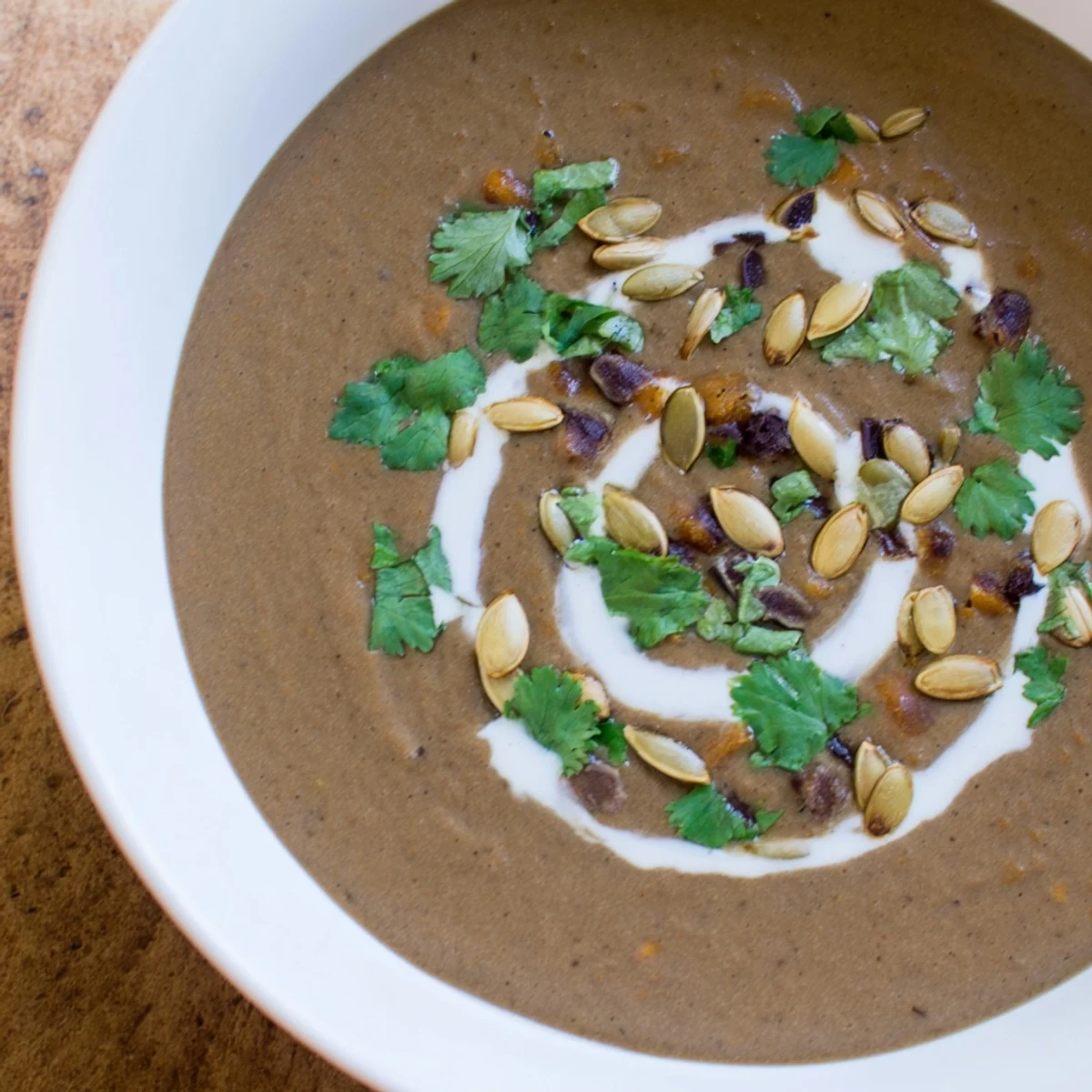 Seasonal Cacao Soup is a creamy, velvety blend of earthy cacao and tender root vegetables.