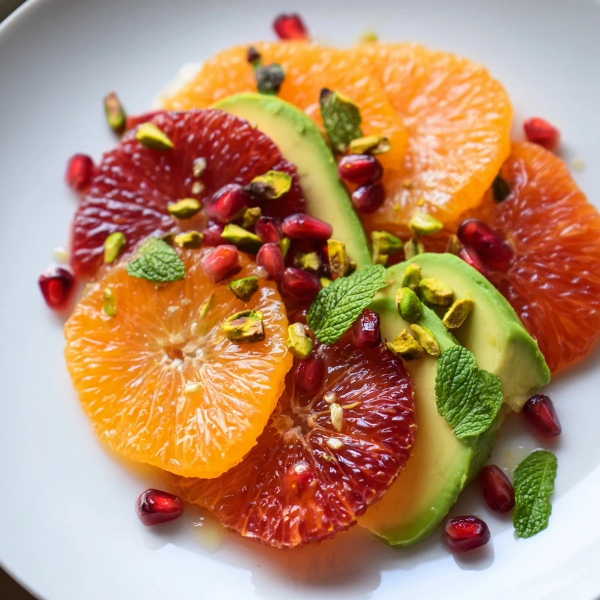 Glistening Winter Citrus Bowl salad with blood orange rounds, grapefruit segments, and a drizzle of honey-lime dressing for a bright winter meal.
