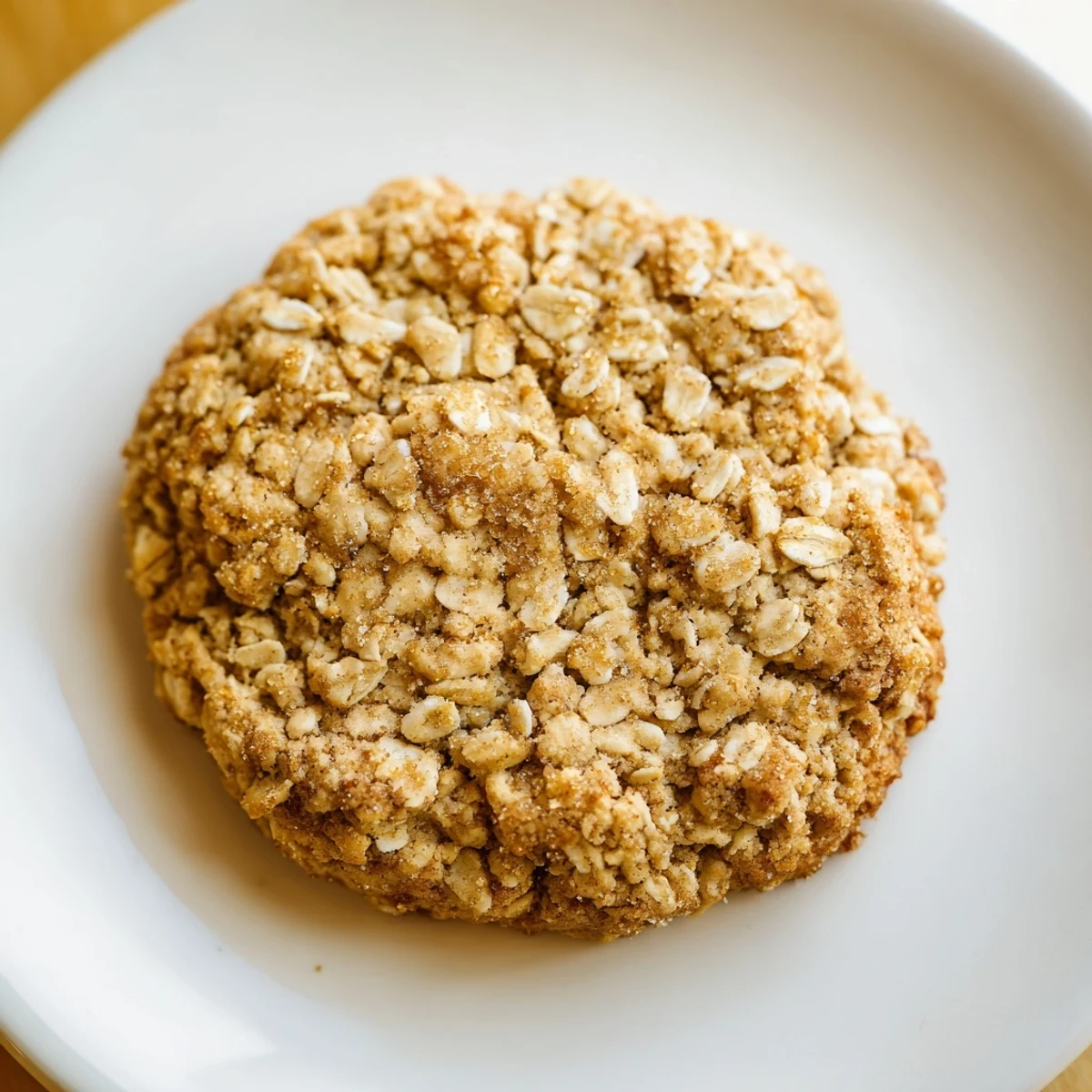 A close-up of warm Cozy Oat Cookies showcasing cinnamon flecks and a gooey center, paired with a glass of milk.