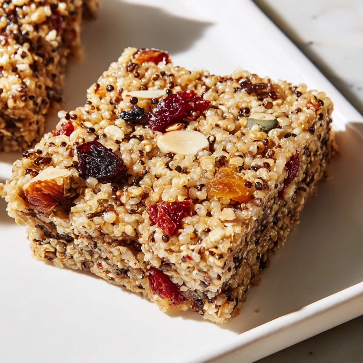 Gluten-free Warm Quinoa Bars sliced into squares, ready to be enjoyed as a wholesome breakfast or snack.
