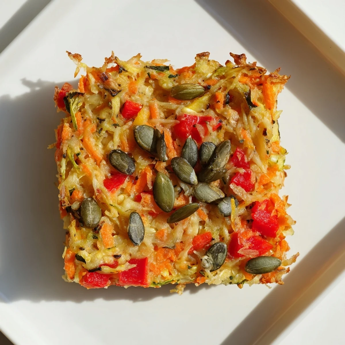 These Crisp Veggie Bars are sliced and stacked, perfect for lunchboxes or an on-the-go vegetarian snack.