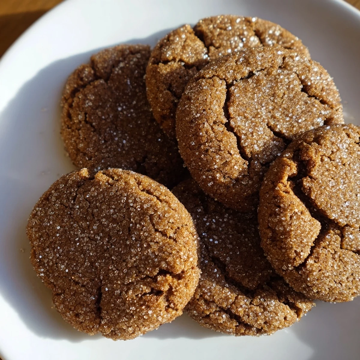 A close-up view of Winter Ginger Bites cookies revealing a soft, chewy center surrounded by a perfectly golden brown exterior.