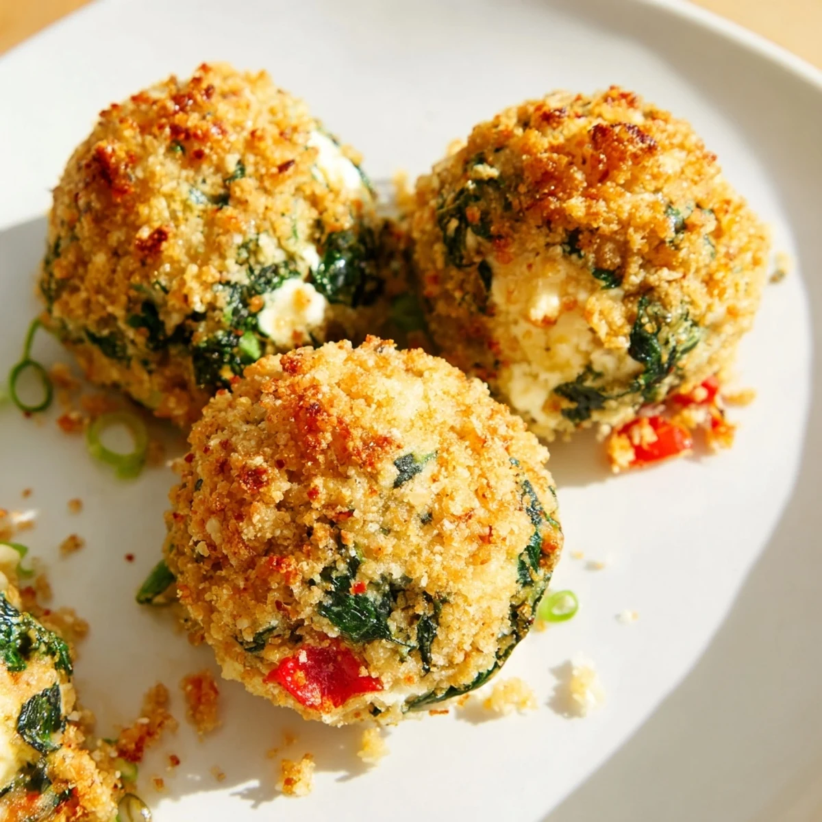Golden-baked Festive Spinach Bites fresh from the oven on a platter, ready to serve at a holiday party.