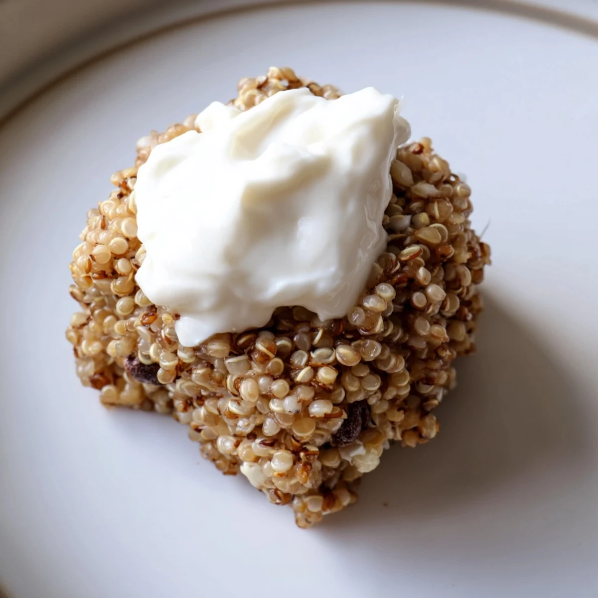 Chilled Frosted Quinoa Bites topped with creamy frosting on a rustic wooden board for snacking.  