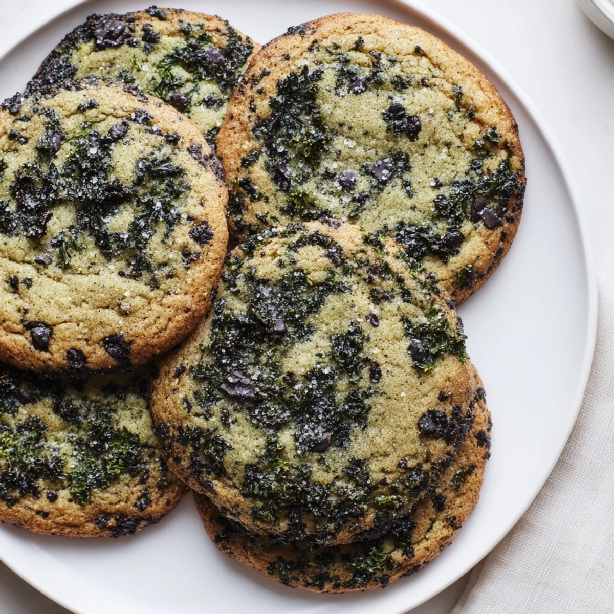 Fresh Kale Cookies on a wire rack, golden edges and soft centers with visible kale flecks, ready to serve.