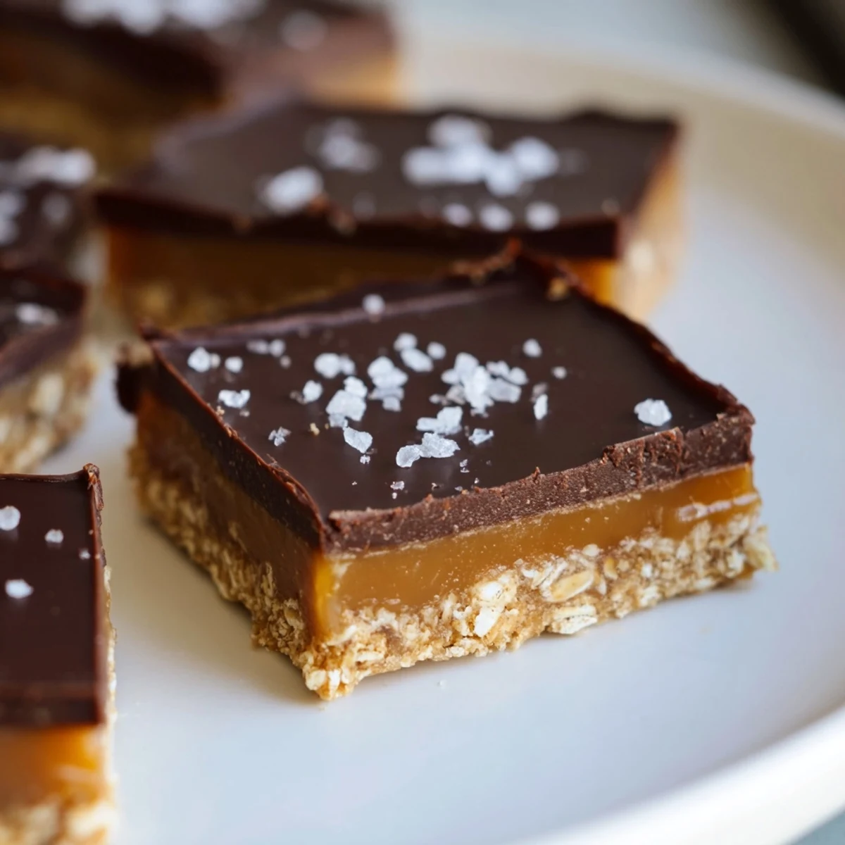 Perfect for a wholesome indulgence, this vegan and gluten-free Salted Date Caramel Sweet Treat Squares recipe showcases dark chocolate and natural sweetness.