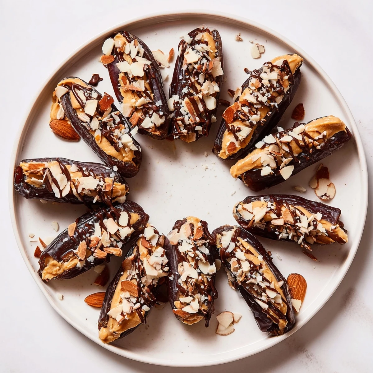 Photo of Almond Butter Stuffed Dates Sweet Treat with gooey Medjool dates filled with creamy almond butter and topped with sea salt.