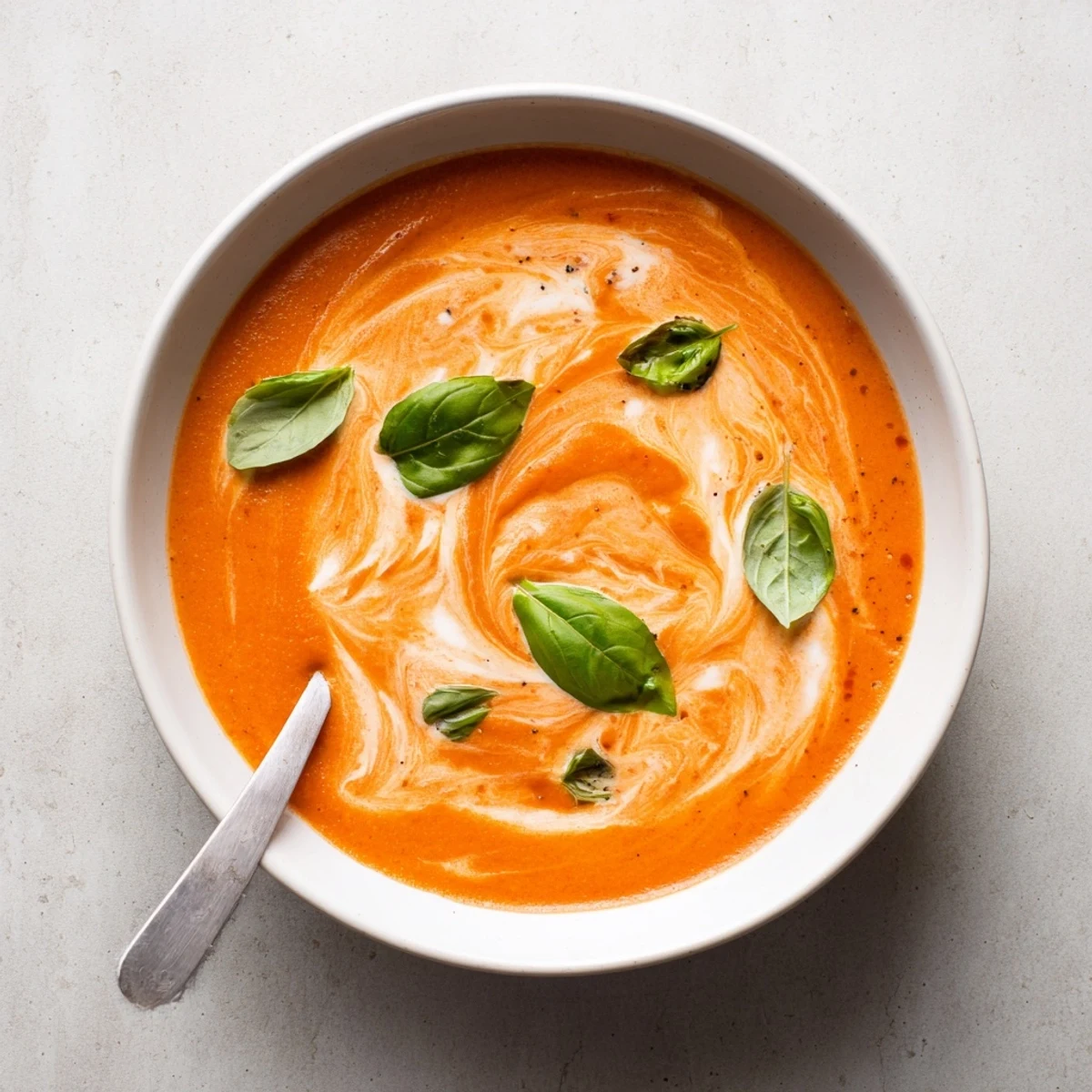 Roasted tomatoes and fresh basil create a velvety texture in this hearty Creamy Roasted Tomato Basil Hearty Soup.